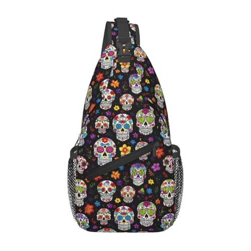 Morrales Urbanos para Senderismo Colorful Flower Skulls miniatura 1