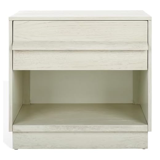 SAFAVIEH Couture Collection Deirdra White Wash 1-Drawer 1- Shelf Nightstand (Fully Assembled)