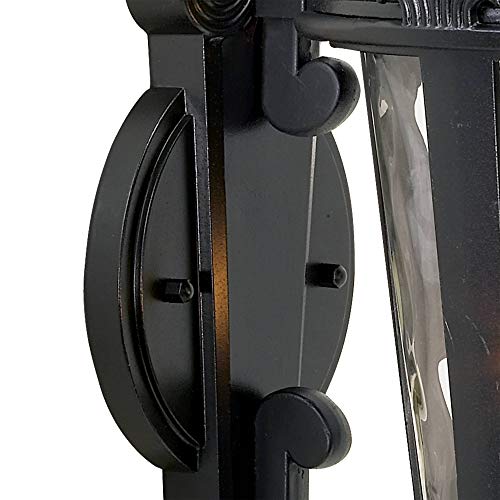 John Timberland Casa Marseille European Outdoor Wall Light Fixture Mediterranean Black Scroll Arm 21 1/2" Clear Hammered Glass for Exterior House Porch Patio Outside Deck Garage Front Door Home - Thumbnail 6