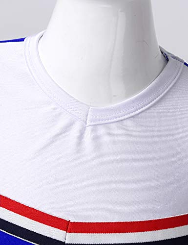 QinCiao Kids Girls Cheer Leader Uniform Cheerleading Costume School Musical Sleeveless Crop Top with Pleated Skirt Set Blue 12 - Thumbnail 2