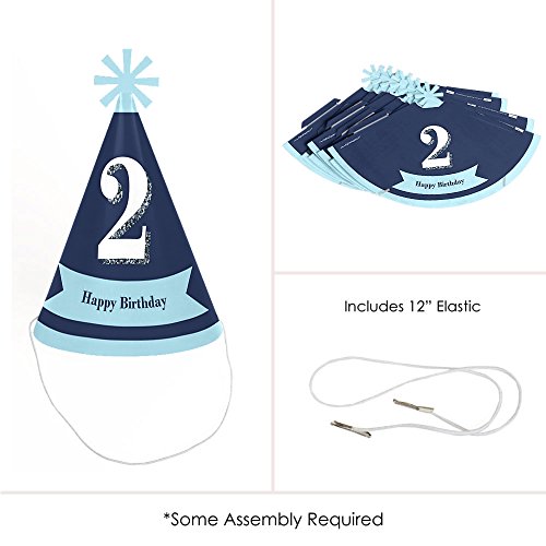 2Nd Birthday Boy - Two Much Fun - Cone Happy Second Birthday Party Hats For Kids And Adults - Set Of 8 (Standard Size) #TOP3