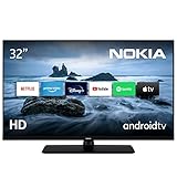 Nokia 32 Zoll (80cm) HD Ready Fernseher Smart Android TV 12V (HDR10, DVB-C/S2/T2, Netflix, Prime Video, Disney+) - HN32GV310C - 2023, Schwarz