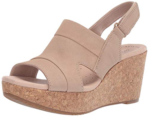 Clarks Sandales Annadel IvoryWedge pour femme, Nubuck sable., 8 UK Wide