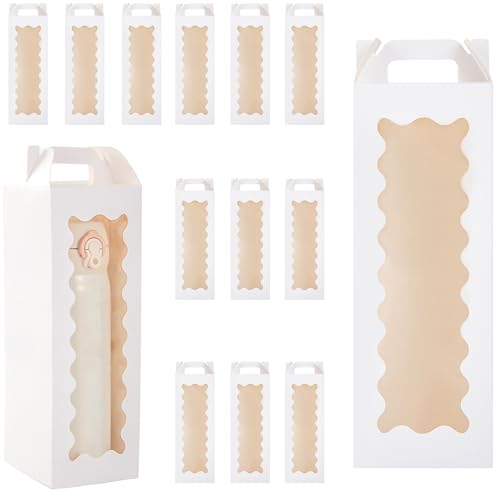 Hzzycaxli 20Pcs Tumbler Gift Box with Handle for 18oz 20oz 30oz Sublimation Glass,Cup boxes for packaging 16oz, Water bottle gift boxes,Tumbler Packaging Boxes with window for gifts(White)