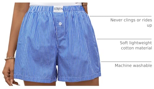Image of LOMON Womens Boxer Shorts Casual Summer 2026 Pajama Lounge Sleep Pj Gingham Plaid Shorts Y2K Beach Bottoms