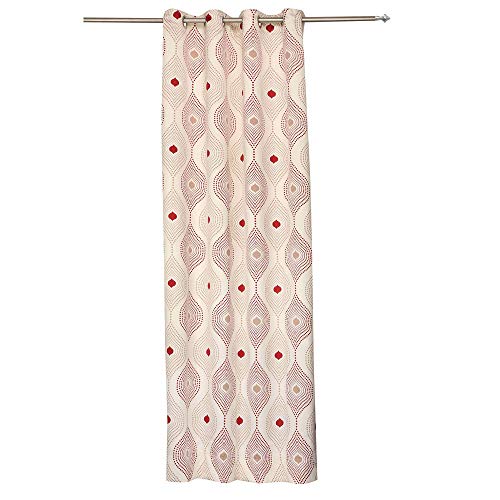 Image of Swayam 80% Blackout Polyester Door Curtain for Living Room & Bedroom | 7.5 Feet | Room Darkening Curtain with Eyelets | Pack of 1 | Geometric Design - Beige