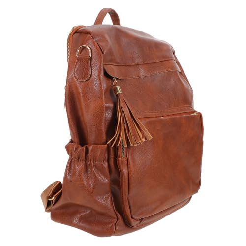 Sac à dos marron en cuir PU pour femme avec bretelles réglables chic