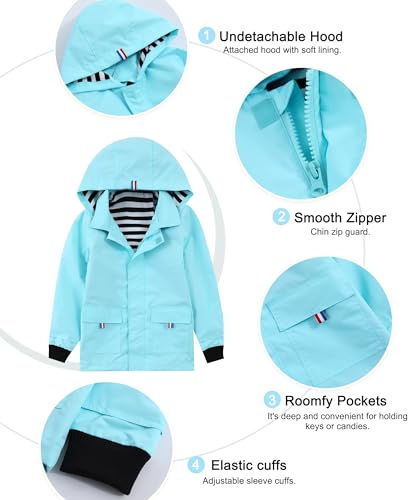 Image of Hiheart Boys Girls Waterproof Hooded Jackets Cotton Lined Rain Jackets