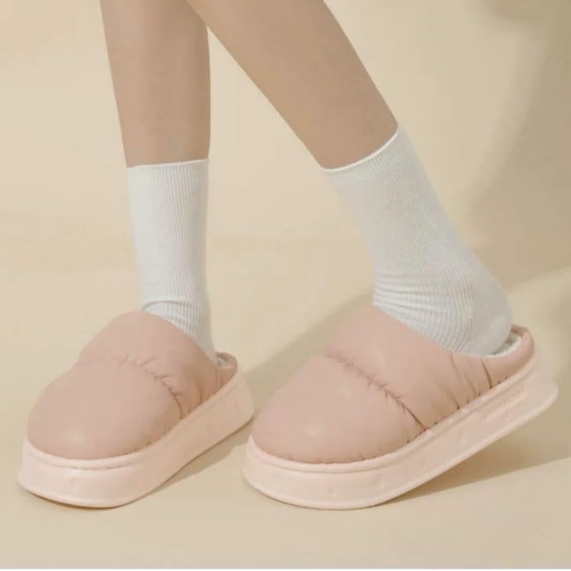 Slippers Waterproof Cotton Slippers For Women Winter Indoor Home Non-Slip Warm Plush Cotton Shoes3