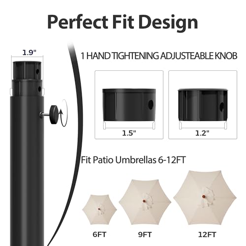 Trygoal Outdoor Side Table with Umbrella Hole, Stylish Umbrella Base Outdoor Patio or Beach, Umbrella Stand Fits Up to 1.9" Pole, Patio Umbrella Base for Garden, Deck & Lawn, Black - Thumbnail 4