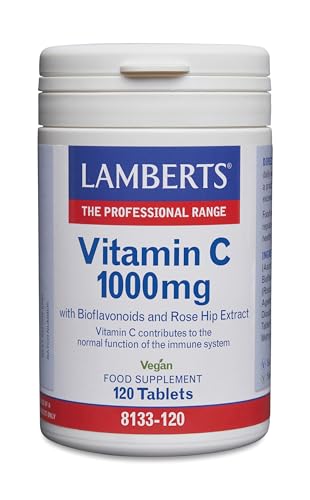 Lamberts Vitamina C 1000 mg | Con Bioflavonoides y Escaramujo | Ácido Ascórbico de Alta Pureza | 120 Tabletas | 120 Días de Suministro | Calidad Farmacéutica GMP