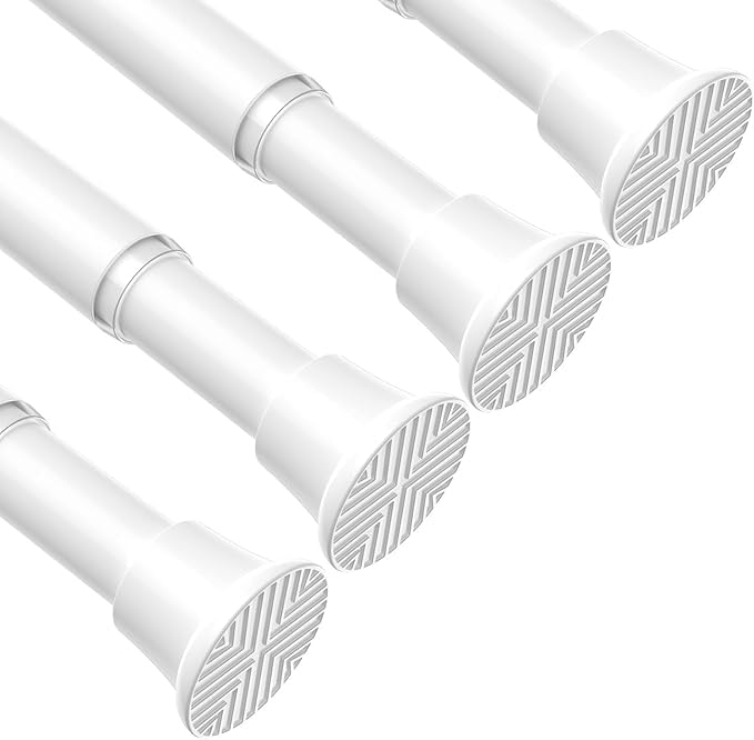 4Pcs Spring Tension Curtain Rod, White Tension Rod 30-62 Inch