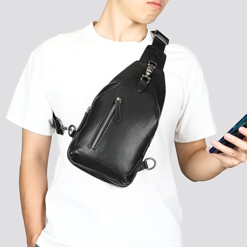 Image of NIUCUNZH Genuine Leather Crossbody Sling Bag Handmade Classic Vintage Shoulder purse daypack Backpack