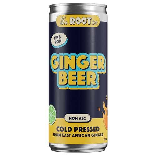 The Root Co Ginger Beer – Lot de 12 x 230 ml de bière épicée d'Afrique de l'Est – Naturel, pressée à froid et nuageuse