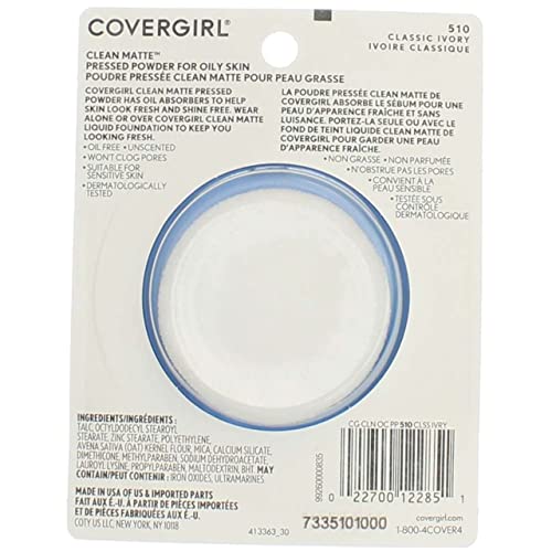 Covergirl Clean Matte Pressed Powder Classic Ivory Warm 510 , .35 Ounce (Packaging May Vary) #TOP2