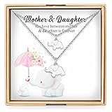 Charmire Mother Daughter Necklace Set 925 Sterling Silver Elephant Necklace Set for Mother Daughter