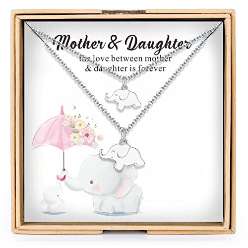 Charmire Mother Daughter Necklace Set 925 Sterling Silver Elephant Necklace Set For Mother Daughter (Mother Daughter-1) #TOP9