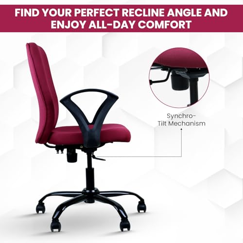 Image of IAFA FURNITURE Mavro Office Chair, Mid Back Upholstery Ergonomic Home Office Desk Chair with Fixed Armrests & Spacious Cushioned Seat | Heavy Duty Metal Base (DIY) (Maroon)