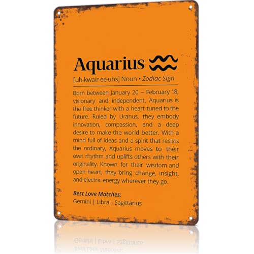FANPOK Aquarius Zodiac Metal Sign Wall Art