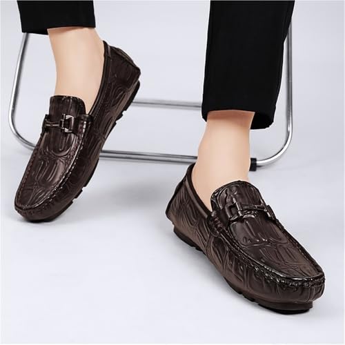 Mens Moccasins Shoe Vegan Leather Fashion Working Solid Color Round Toe Anti-Slip Non Slip Rubber Sole Block Heel Low Top Uniform3