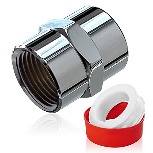 Brass 1/2 NPT Female ร 1/2 NPT Female Coupling - Chrome