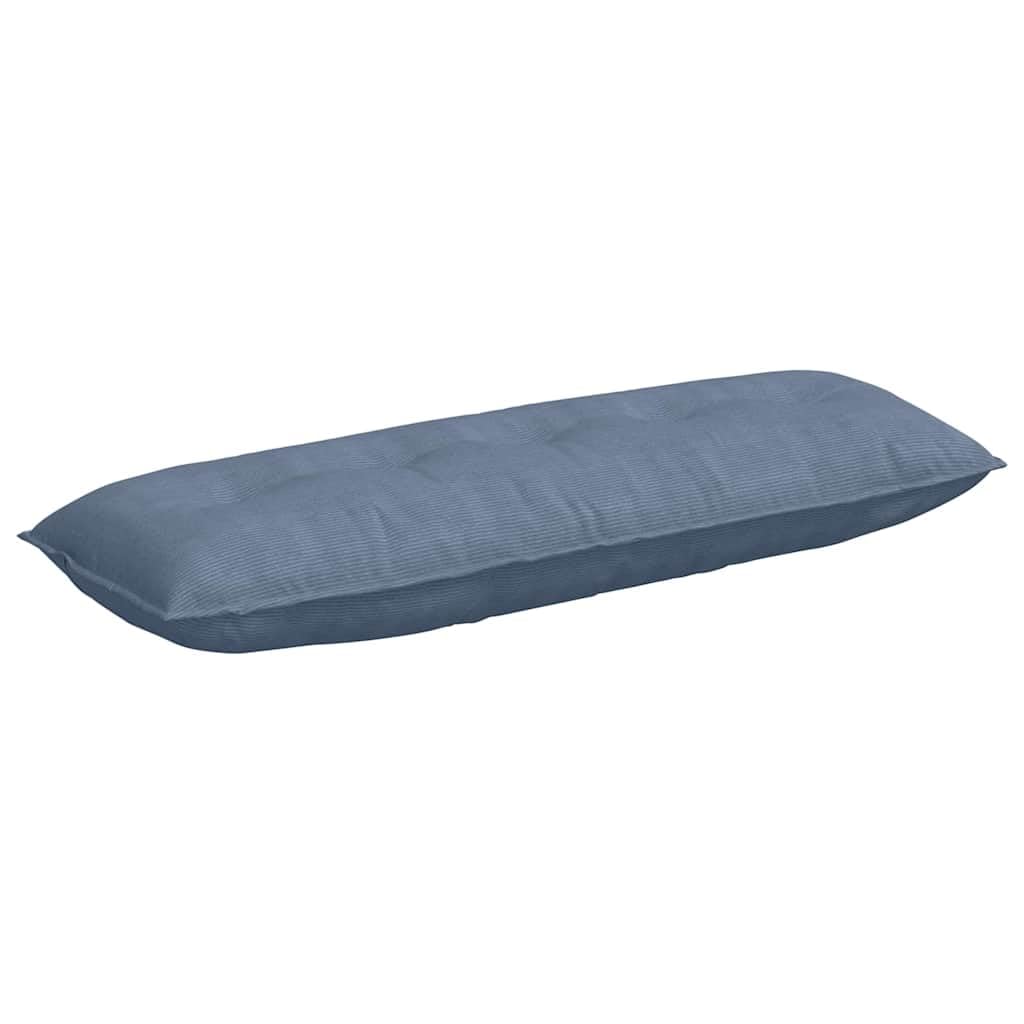 Cuscino per la schiena, 140 x 50 cm, in velluto a coste, per divano e letto, colore: blu | Comodo cuscino a cuneo in morbido tessuto a coste per camera da letto e soggiorno, ideale per rilassarsi sul divano.