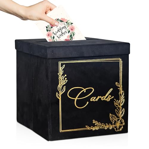 Premium Wedding Card Box - 9" x 9" Collapsible Velvet