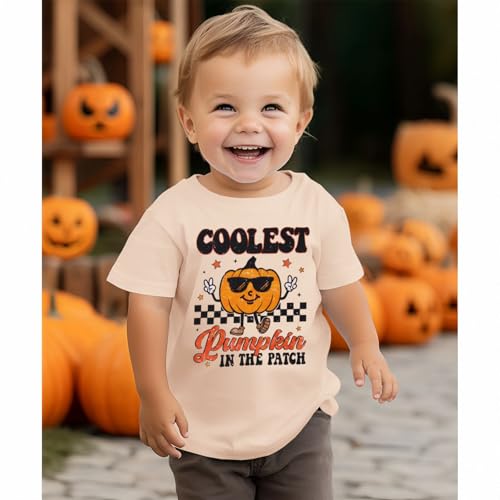 CM C&M WODRO Toddler Boy Halloween T-Shirt Coolest Pumpkin in The Patch Shirt Short Sleeve Retro Kids Graphic Tee Fall Tops3