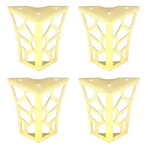 Antrader 4Pcs Hollow Pattern Metal Furniture Sofa Legs Coffee Table Cabinet Feet (10CM, Gold)