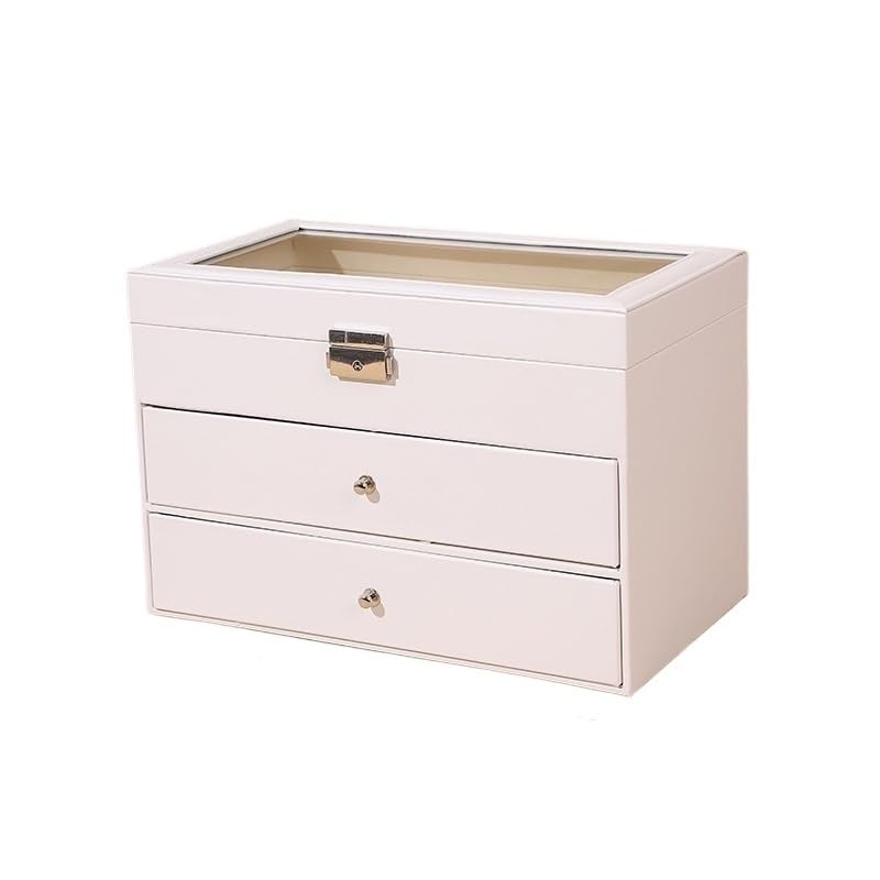 Boîte de rangement en cuir blanc LAPADULA pour lunettes de soleil avec 8 à 18 compartiments
