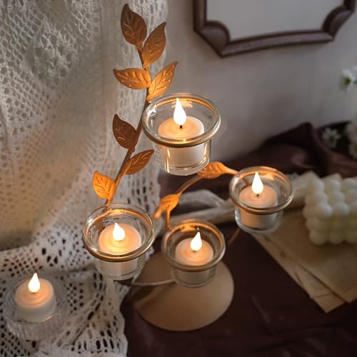 Velas de té recargables con batería y luces LED realistas para el hogar 3