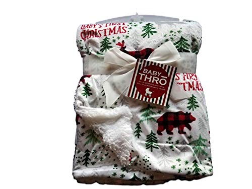 Image of Baby's First Christmas Woodland Animals Sherpa Fleece Baby Throw Blanket, 30 x 40 Inch (Woodland)