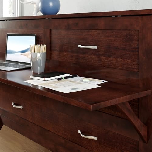 AFI, Northampton Full Size Murphy Bed Desk with Memory Foam 6\" Mattress and Built-in USB Charger, Walnut - Thumbnail 7