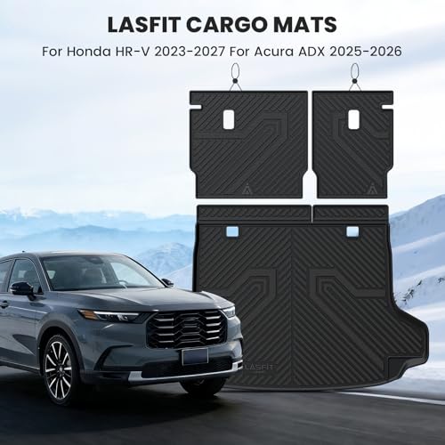 Image of LASFIT Cargo Mat Mat for Honda HRV 2023-2027 & for Acura ADX 2025-2026 | Full Surround TPE Mats, Tall Walls, 3D Custom Fit, Non-Slip, Easy Clean, Tool-Free Install, Vehicle-Specific Accessories