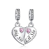 FGT Abalorio colgante de corazón rosa para pulseras Pandora, Día de la Madre, amistad, Navidad, cumpleaños, regalo para mujer, talla única, Metal, No es una piedra preciosa