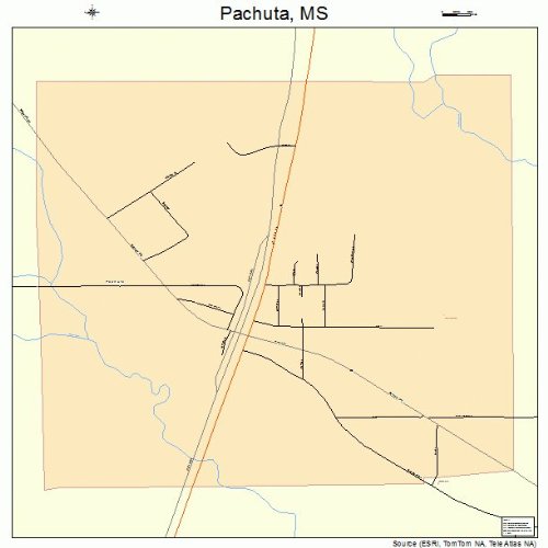 Large Street & Road Map of Pachuta, Mississippi MS Printed poster size wall atlas of your home