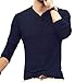 MLANM Mens Casual Slim Fit Basic Henley Long Sleeve Fashion Cotton T-Shirt X-Large, Navy