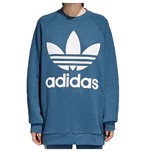 adidas Originals Mujer - Suéter de trébol de Gran tamaño Manga Larga Sudadera - Azul - Medium