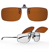 Goiteia Polarized Flip up Clip on Sunglasses for Men Women|Easy to Put on and Take off One-handed（60 * 40mm Brown lenses）