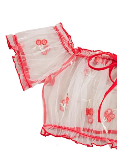 Image of Lilosy Sexy Stretch Ruffle Tie Sheer Mesh Lingerie Set Outfits