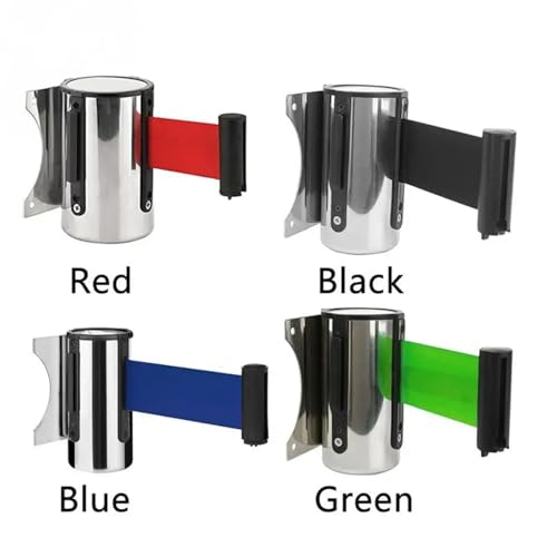 Barrière de ruban rétractable murale noire en acier inoxydable 3m