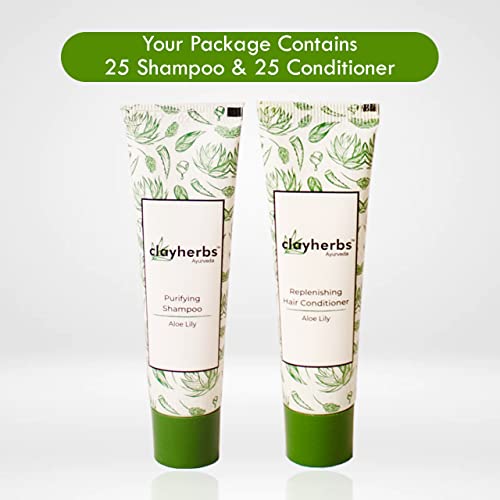 Image of Pack-50 (22ml) Bulk Hotel Amenities | Toileties For Hospitality | Travel Size Mini Shampoo and Conditioner | Hotel Shampoo | Nourishing | Biodegradable Shampoo | Supplies for Guests | 22ml Tubes | 25pc Shampoo / 25pc Conditioner