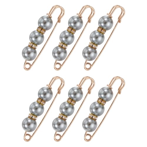 MECCANIXITY 6 broches perles décoratives, gris pâle