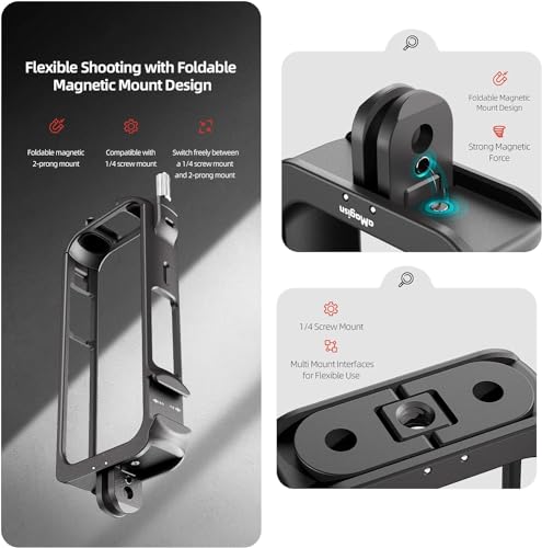 Image of Aluminium Protective Frame for Insta360 X3,Metal Durable Housing Cage with Cold Shoe Mount,Weight Only 45G (Insta360 X3 cage)