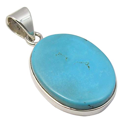 SilverStarJewel Colgante plano de plata 925 maciza azul y verde turquesa Cover