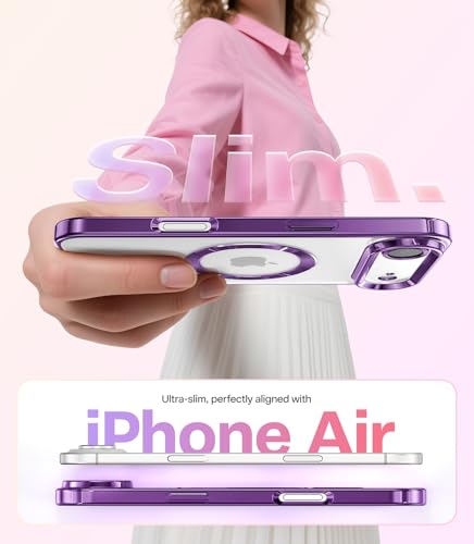 Coque iPhone Air 6,6" violette MagSafe avec protège écran et porte-carte - 7