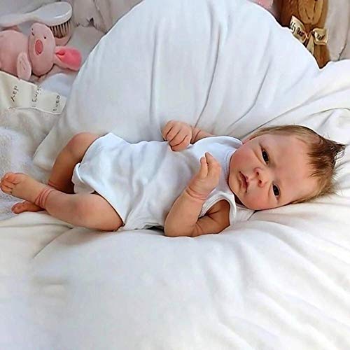 LJYY Reborn Baby Dolls 46cm 17inch Handgemachte Neugeborene Puppe Vollsilikon Körperpuppe Realistische lebensechte… – Bild 4