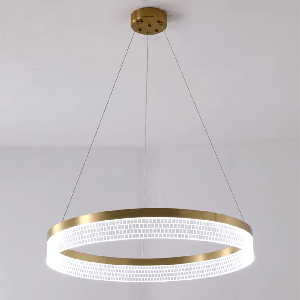 Suspension LED moderne anneau métal doré acrylique variable