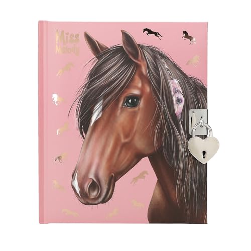 Depesche 12968 Miss Melody-Agenda en Rosa, con Motivo de Caballo y Cierre de corazón, Libro con 192 páginas rayadas y bellamente ilustradas, Multicolor