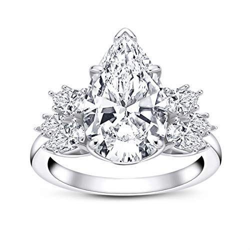 Flash Deals - 70% OFF Erllo 5 Carat Pear Cut Cubic Zirconia CZ Simulated Diamond Women Platinum Plated 925 Sterling Silver Engagement Anniversary Rings (6) Big Sale Erllo 5 Carat Pear Cut Cubic Zirconia CZ Simulated Diamond Women Platinum Plated 925 Sterling Silver Engagement Anniversary Rings (6)